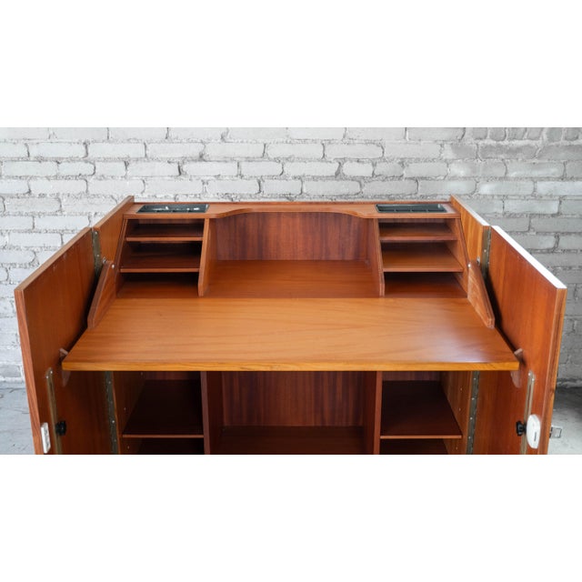 Mid-Century Modern 1970s Mid-Century Danish Modern Rosewood Hideaway Desk & Cabinet For Sale - Image 3 of 15