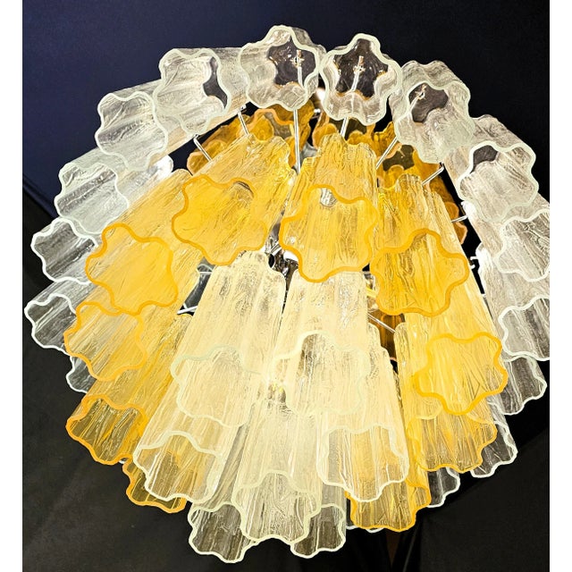 Vintage Amber and Crystal Murano Glass Chandelier, 1980s For Sale - Image 3 of 13