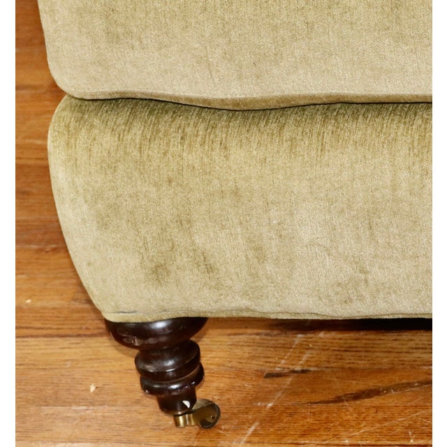 Early 21st Century Lee Industries English Arm Olive Green Velvet Sofa For Sale - Image 5 of 7