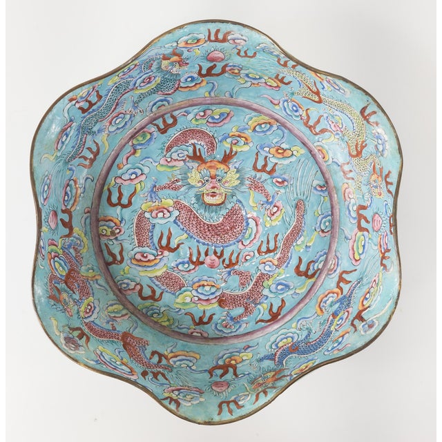 Chinese Baby Blue Peking Enamel Dragon Bowl For Sale - Image 13 of 13