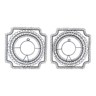 Decorative Vintage Wire Plate Holders, Set of 2 For Sale