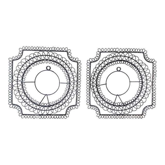Decorative Vintage Wire Plate Holders, Set of 2 For Sale