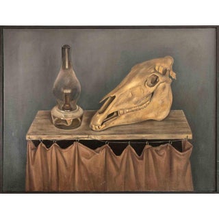 Unknown, Still Life with Skull, Oil on Canvas, Framed For Sale