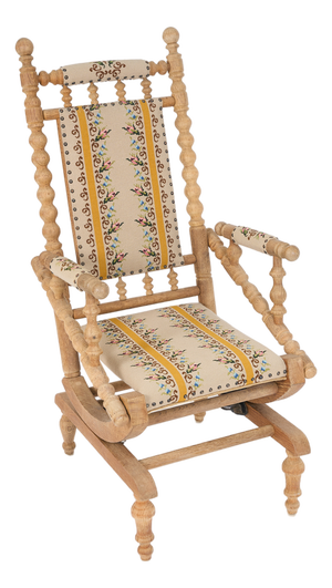 Scandinavian Rocking Chair in Oak with Turned Details, 1960s