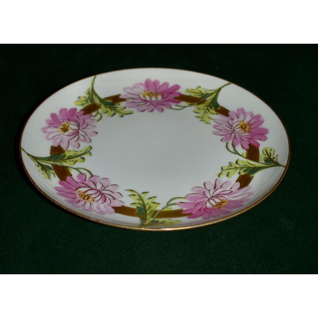 Limoges, France Antique Limoges Porcelain Cabinet Plate Pink Chrysanthemum Wreath For Sale - Image 4 of 15