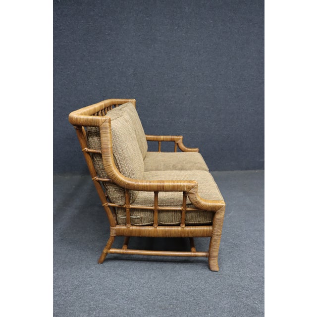 Brown Braxton Culler Split Reed Bamboo Rattan Loveseat Settee For Sale - Image 8 of 13