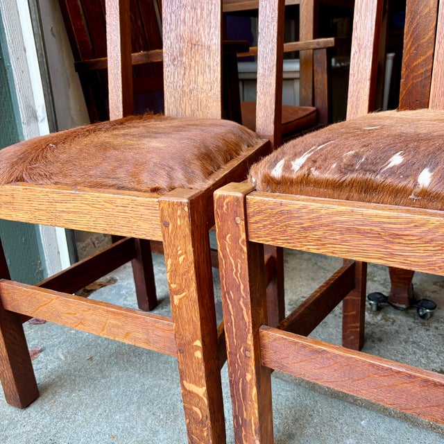1920s Mission Oak Craftsman Set of 5 Dining Chairs For Sale - Image 4 of 10