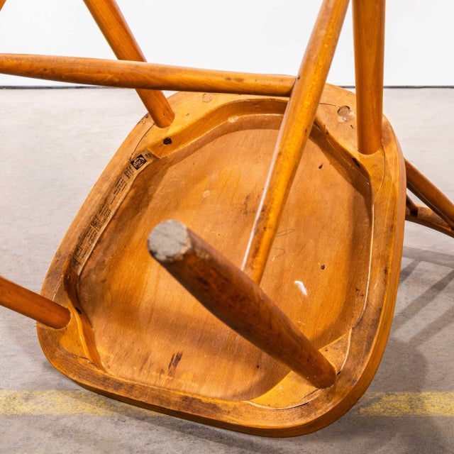 Tan Stick Back Dining Chairs from Ton, 1950s, Set of 4 For Sale - Image 8 of 12