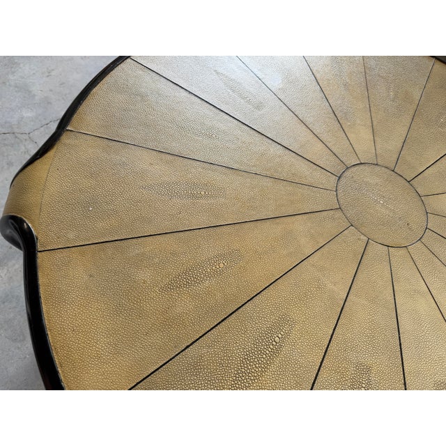 Vintage Art Deco Style Shagreen & Ebony Round Coffee Cocktail Table For Sale In Miami - Image 6 of 15
