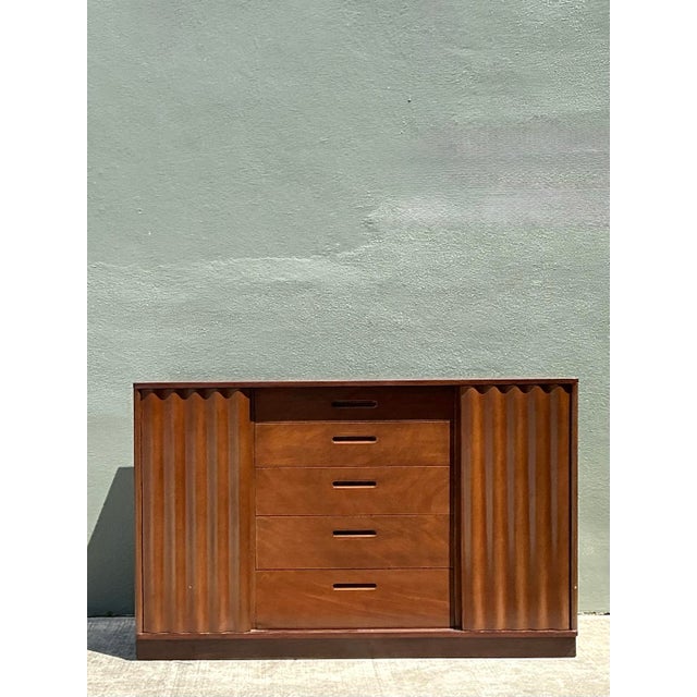 Brown Vintage Edward Wormley for Dunbar Sliding Door Sideboard For Sale - Image 8 of 12