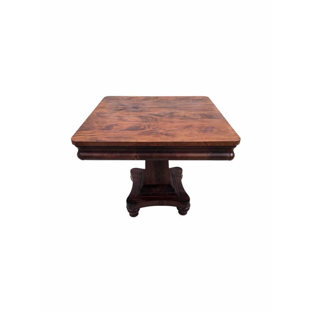 Wood Antique American Empire Revival Figured Walnut Pedestal Game Table For Sale - Image 7 of 9