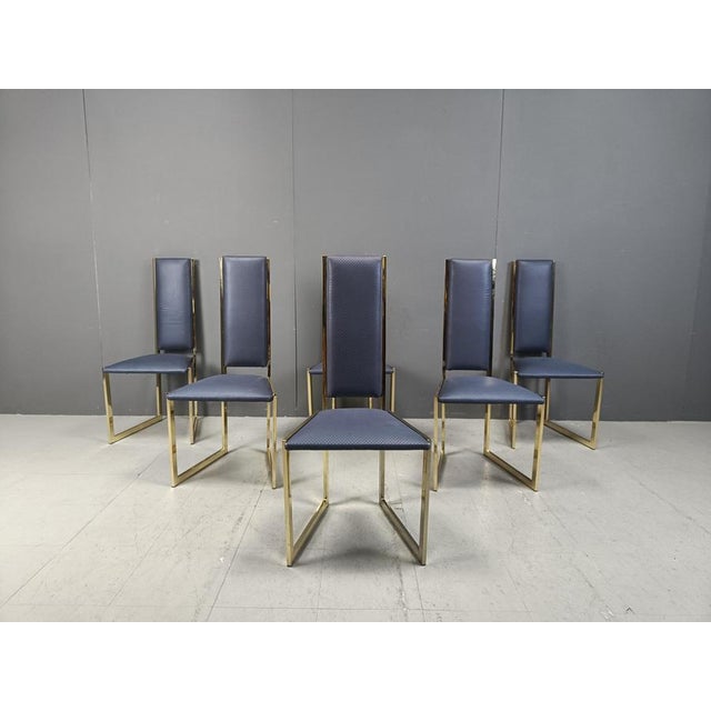 Hollywood Regency Vintage Brass Dining Chairs, 1970s, Set of 6 For Sale - Image 3 of 11