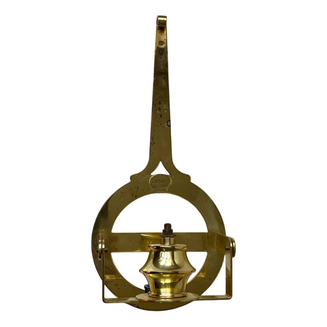 Vintage Nautical Wall-Hung Oil Lamp in Brass by G. V. Harnish, Denmark, 1980s For Sale