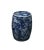 This is a hand-painted blue & white porcelain stool in a smooth surface dark blue base color with white flower butterflies...