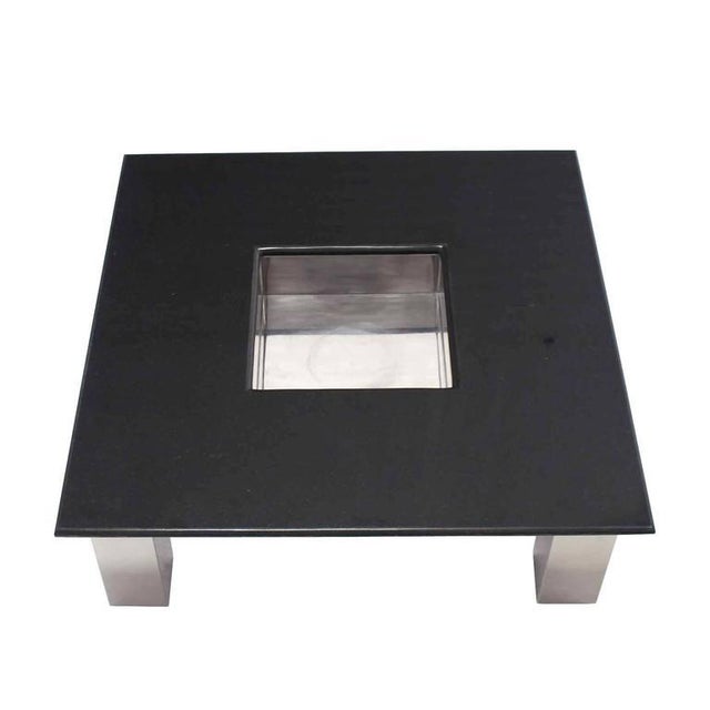 MidCentury Modern Square Granite Top Coffee Table Chairish