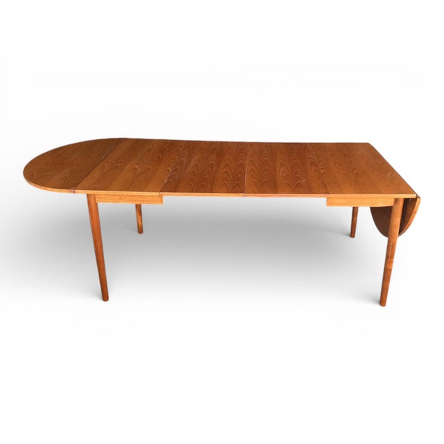 Vintage Danish Modern Teak Dining Table With Carved Tapered Legs For Sale - Image 11 of 18