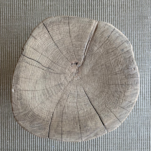 Vintage Elm Wood Chop Block Table #U34 For Sale - Image 10 of 10