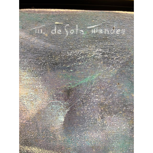 Red Vintage Contemporary Abstract Oil Painting Marion De Sola Mendes For Sale - Image 8 of 10