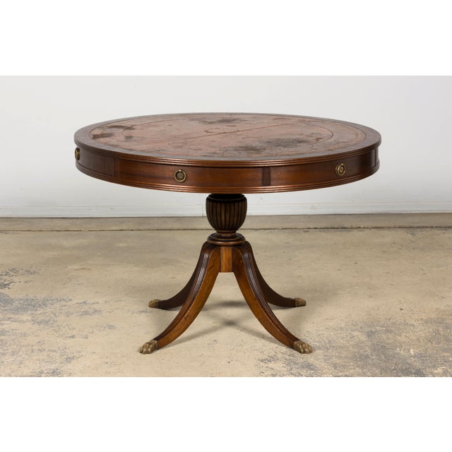 Early 20th Century English Regency Revival Leather Top Center Table For Sale - Image 18 of 18