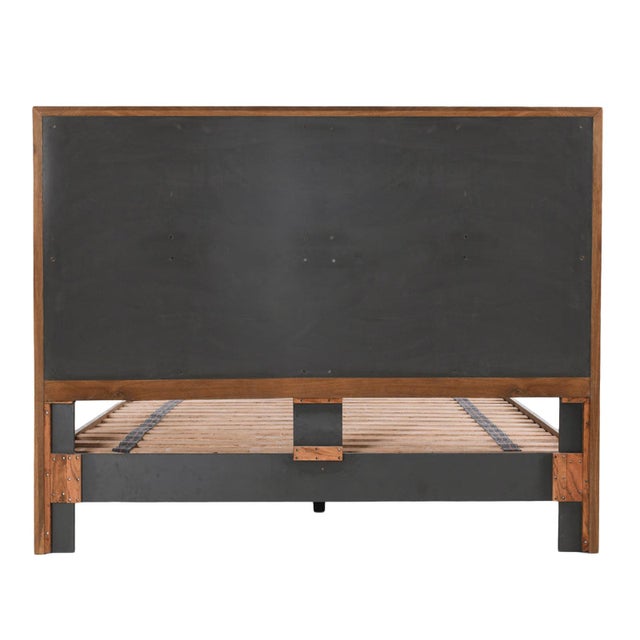Deco Geo Carved Wood Queen Bed Frame For Sale - Image 4 of 4