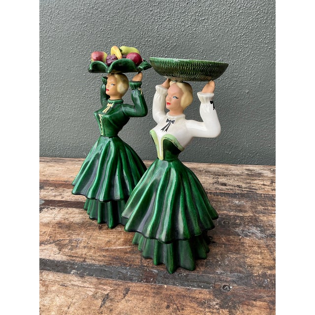 Vintage MCM Hand Painted Figured - Set Of. 2 For Sale In West Palm - Image 6 of 12