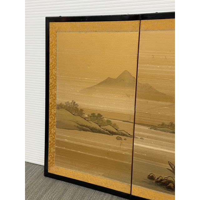 Hand Painted Asian Koi Fish Folding Screen For Sale - Image 9 of 12