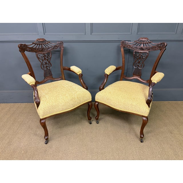 Victorian Mahogany Salon Suite, 1890, Set of 7 For Sale - Image 11 of 18