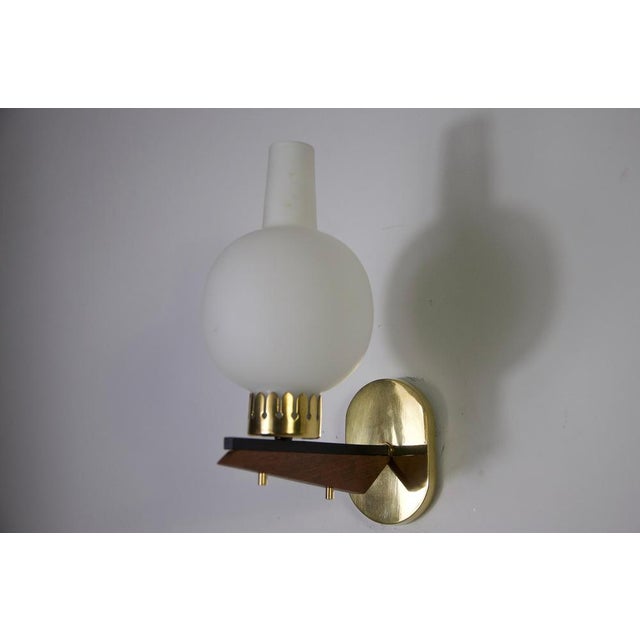 Mid-Century Brass and Opaline Wall Lamps attributed to Stilnovo, Italy, 1960s, Set of 2 For Sale - Image 10 of 11