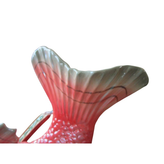 Salmon Vintage Fitz and Floyd Salmon Koi Fish Market Tureen With Lid and Seashell Ladle Euc For Sale - Image 8 of 18