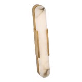 Kelly Wearstler for Visual Comfort Signature Melange 28" Elongated Sconce in Antique-Burnished Brass with Alabaster For Sale