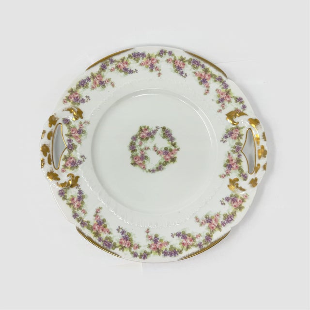 Beautiful vintage Elite Limoges porcelain cake plate or small serving platter, measuring approximately 10.5 inches in...