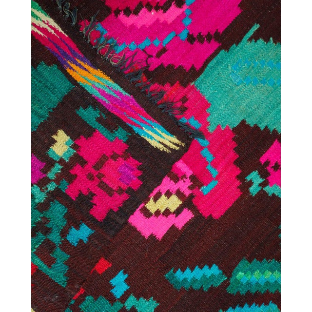 Textile Vintage Romanian Bessarabian-Style Handwoven Wool Rose Kilim Runner Rug, 1960s For Sale - Image 7 of 9