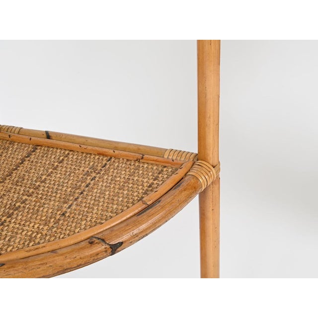 Italian Corner Shelf or Étagère in Bamboo, Rattan and Wicker by Franco Albini, 1970s For Sale - Image 9 of 16