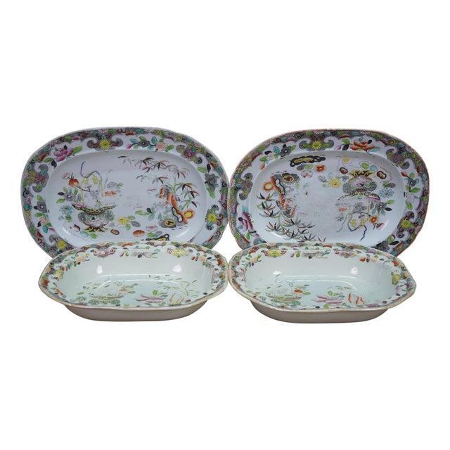 Antique Stephan Folch Masons Ironstone Imari Style China Serving Platters Dish - Set of 4 For Sale