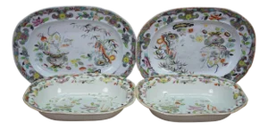 Antique Stephan Folch Masons Ironstone Imari Style China Serving Platters Dish - Set of 4