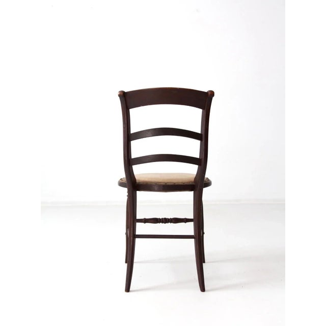 19th Century Antique Wood Chair With Upholstered Seat For Sale - Image 5 of 7