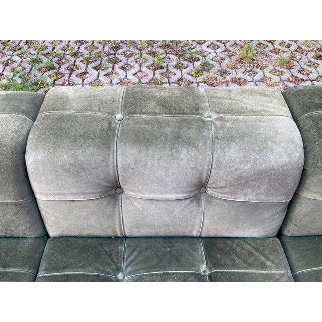 Vintage Green Suede Modular Sofa, 1970s, Set of 5 For Sale - Image 14 of 18