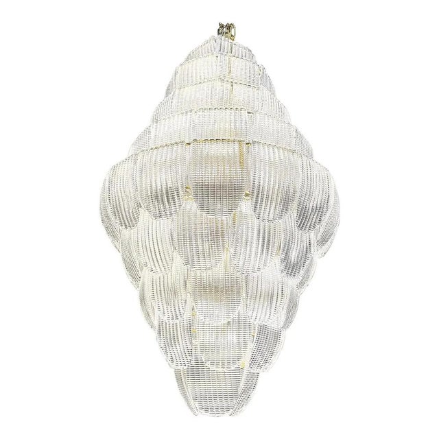 Italian Petals Murano Glass Chandelier in Transparent Diamanté Glass by Simoeng For Sale - Image 8 of 9