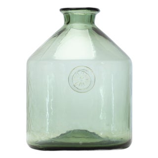 Sage Glass Bottle Neck Vase 9"H For Sale