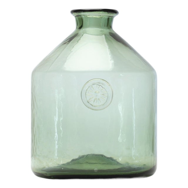 Sage Glass Bottle Neck Vase 9"H For Sale