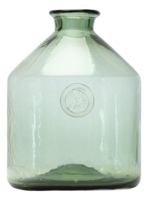Sage Glass Bottle Neck Vase 9"H