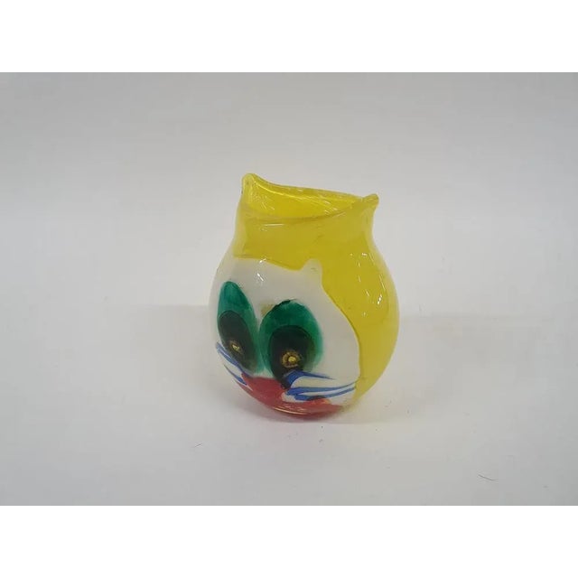 Glass design vase with abstract cat figure. Marked at the bottom.