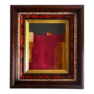 "Velvet Desire" Abstract Art in Antique Frame, Red Abstract Painting by JTS For Sale
