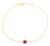 English Style Natural Ruby Diamond Delicate Chain Bracelet in Solid 14k Gold For Sale