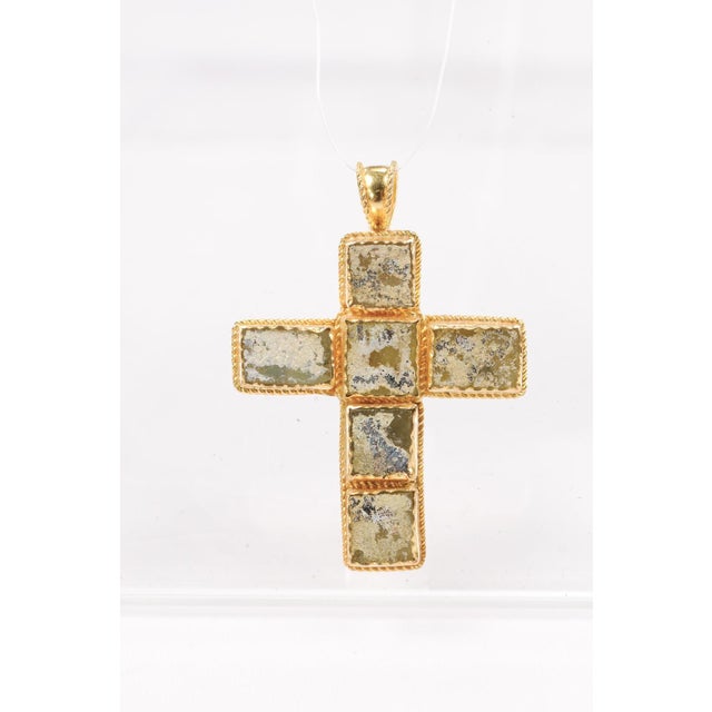 A Stunning Roman Glass Cross in 21k For Sale - Image 11 of 11