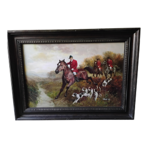 Large Vintage Fox Hunt Painting, British Style