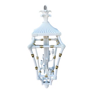 Mid-Century Pagoda Lantern Newly Painted by Turtle and Crane - Palm Beach Parcel Gilt For Sale