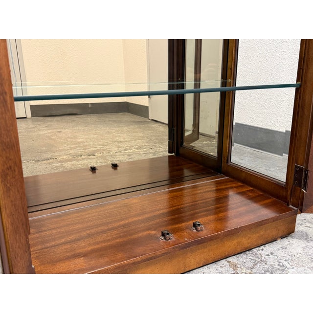 Brown Campaign Style Curio Display Cabinet, Vintage For Sale - Image 8 of 12
