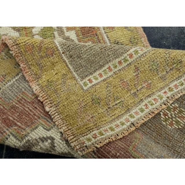 Textile Turkish Mini Rug Oriental Hand Knotted Vintage Rug 1'7" x 3'6" #16618 For Sale - Image 7 of 8