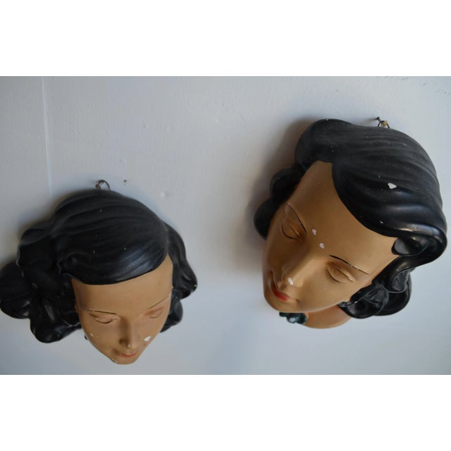 Mid Century Women's Face Masks - a Pair For Sale - Image 9 of 13